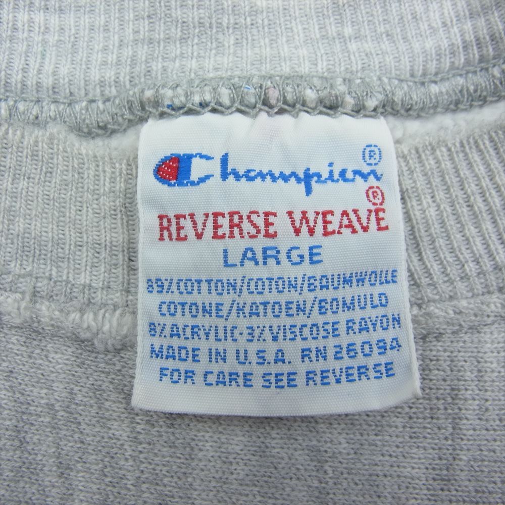 Champion チャンピオン 80s USA製 トリコタグ REVERSE WEAVE MAINE リバースウィーブ 袖目無し クルーネック 長袖 スウェット グレー系 L【中古】