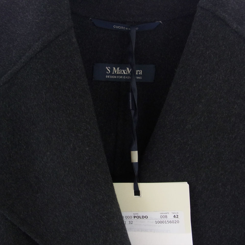 MAX MARA マックスマーラ 23AW 2390161033 000 S MAX MARA POLDO エスマックスマーラ ピュアヴァージン ウールコート ラップコート ダークグレー系 42【極上美品】【中古】