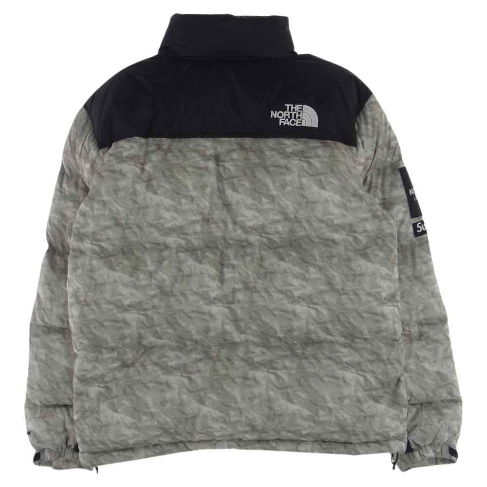 Supreme シュプリーム 19AW ノースフェイス THE NORTH FACE Paper Print Nuptse Jacket ペーパー プリント ヌプシ ダウン ジャケット ブラック系 グレー系 M【中古】