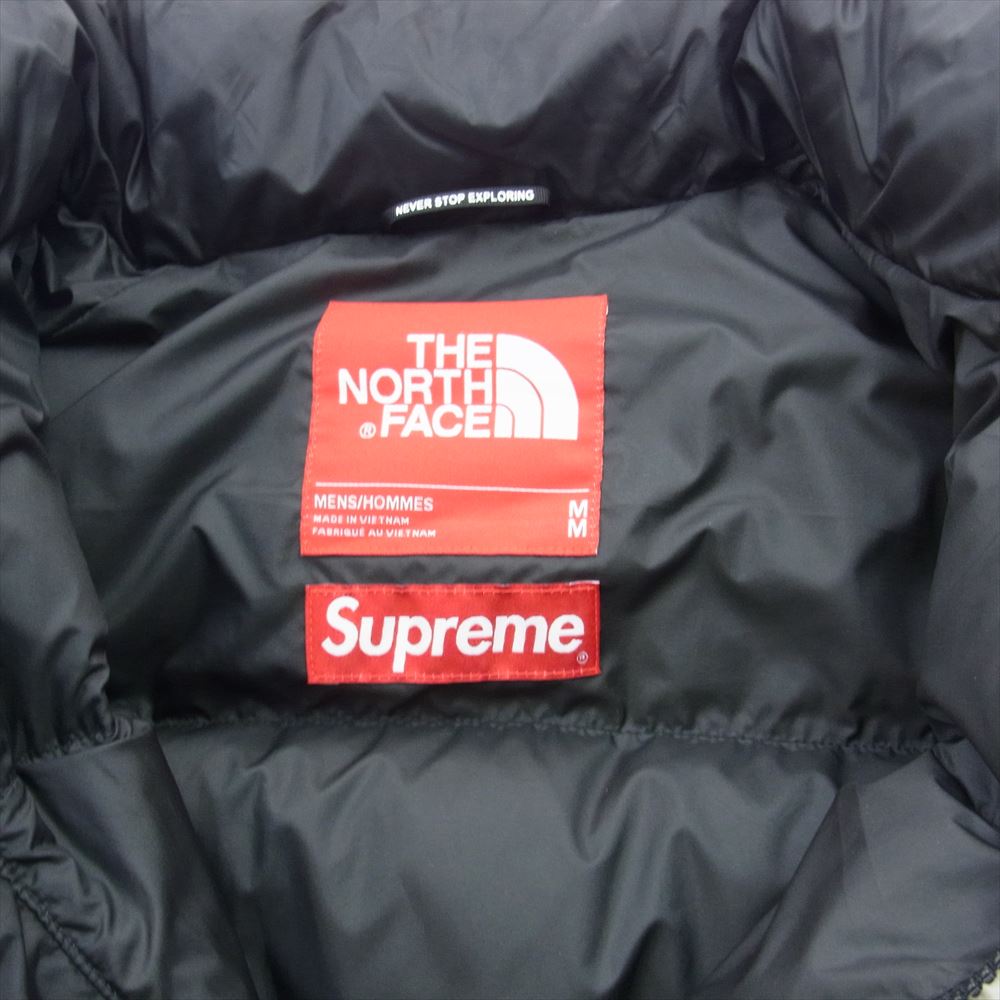 Supreme シュプリーム 19AW ノースフェイス THE NORTH FACE Paper Print Nuptse Jacket ペーパー プリント ヌプシ ダウン ジャケット ブラック系 グレー系 M【中古】
