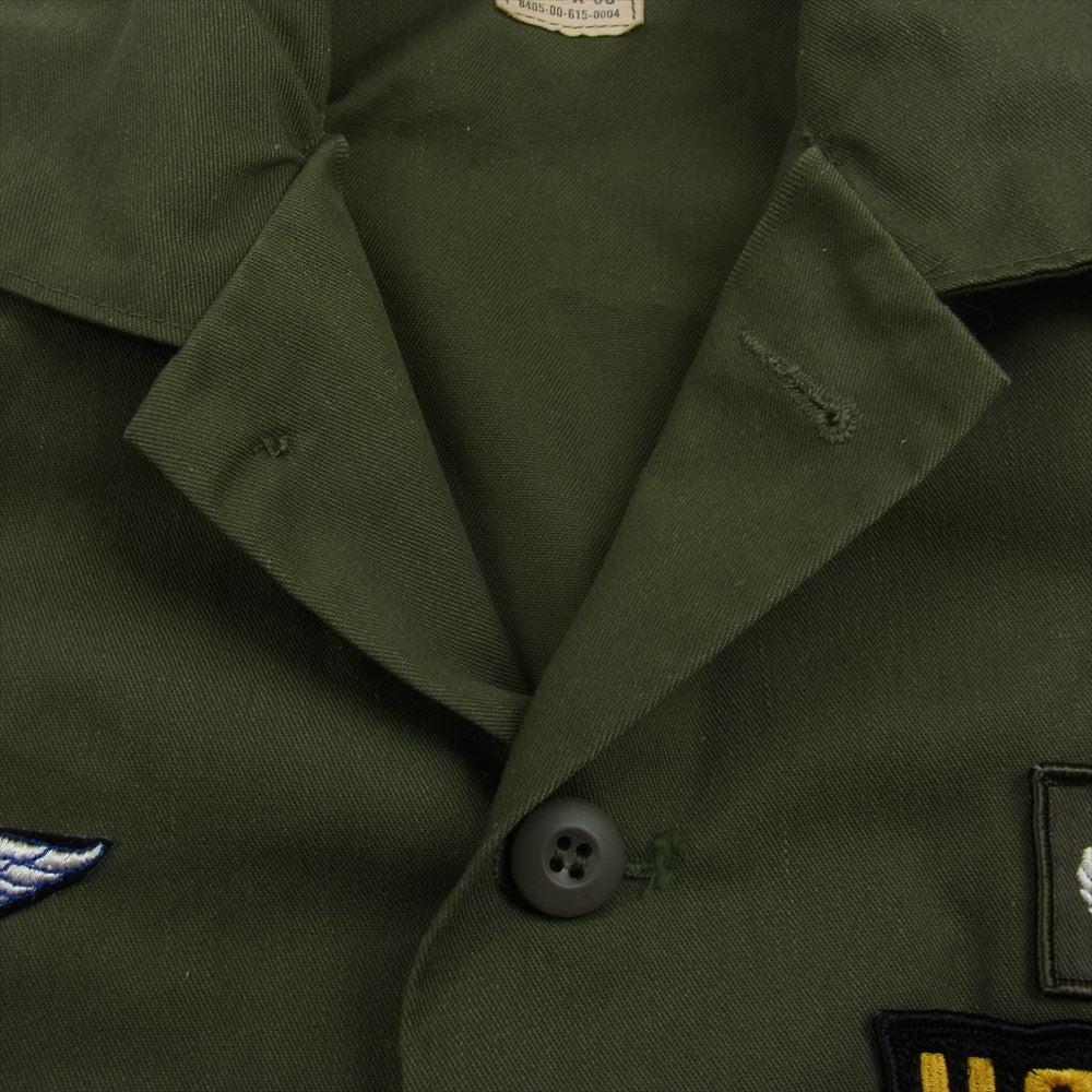 ユーエスアーミー 8405-00-615-0004 ワッペン付き ミリタリー シャツ カーキ系 14.5【中古】