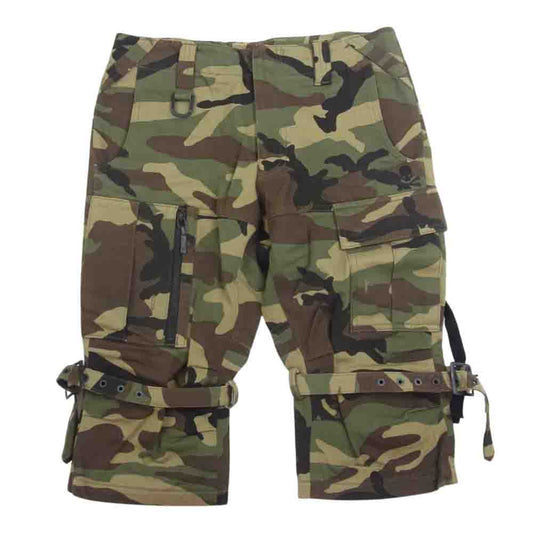 ROEN ロエン カモ柄 ハーフ ショート カーゴ パンツ カーキ系 28【中古】