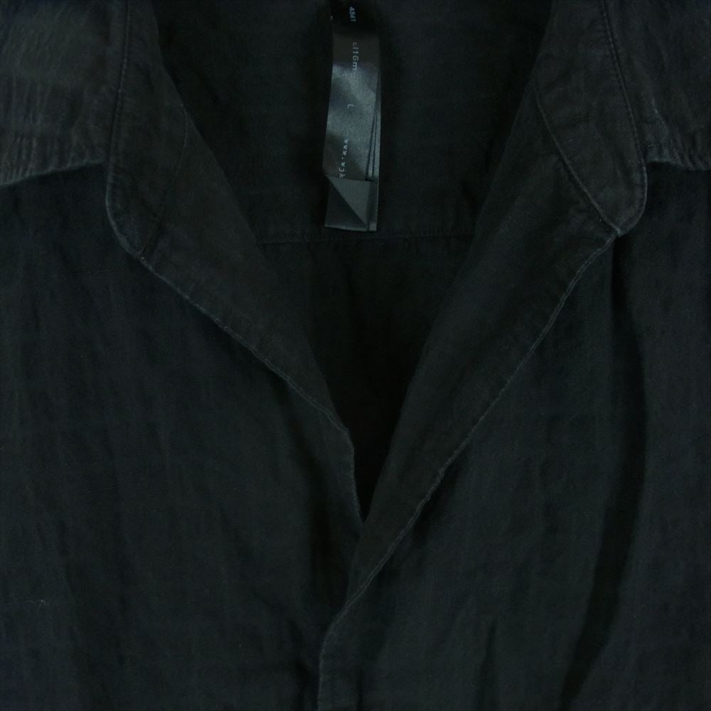 wjk ダブルジェイケイ シワ加工 コットン リネン フック 半袖 シャツ ブラック系 L【中古】