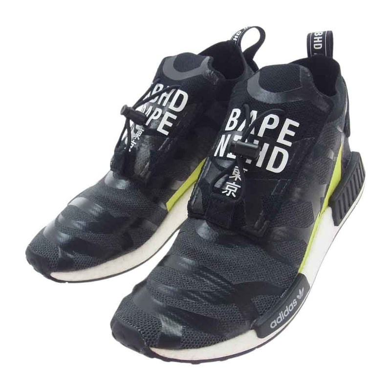 adidas アディダス 19SS EG0936 × NEIGHBORHOOD  ネイバーフッド × A BATHING APE ア・ベイシング・エイプ NMD STEALTH スニーカー ブラック系 27cm【中古】