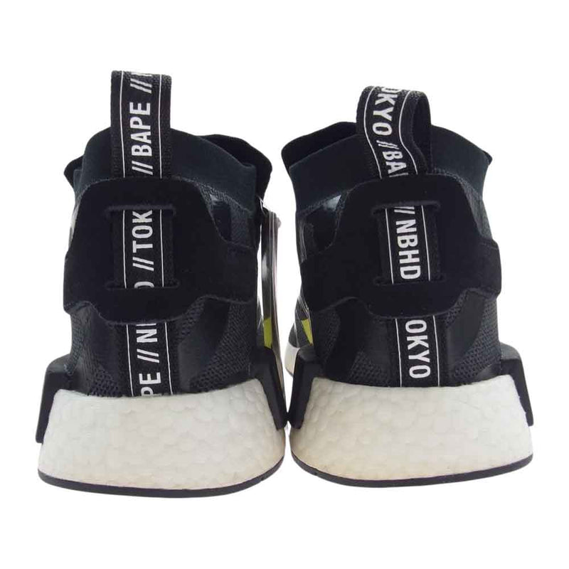 adidas アディダス 19SS EG0936 × NEIGHBORHOOD  ネイバーフッド × A BATHING APE ア・ベイシング・エイプ NMD STEALTH スニーカー ブラック系 27cm【中古】