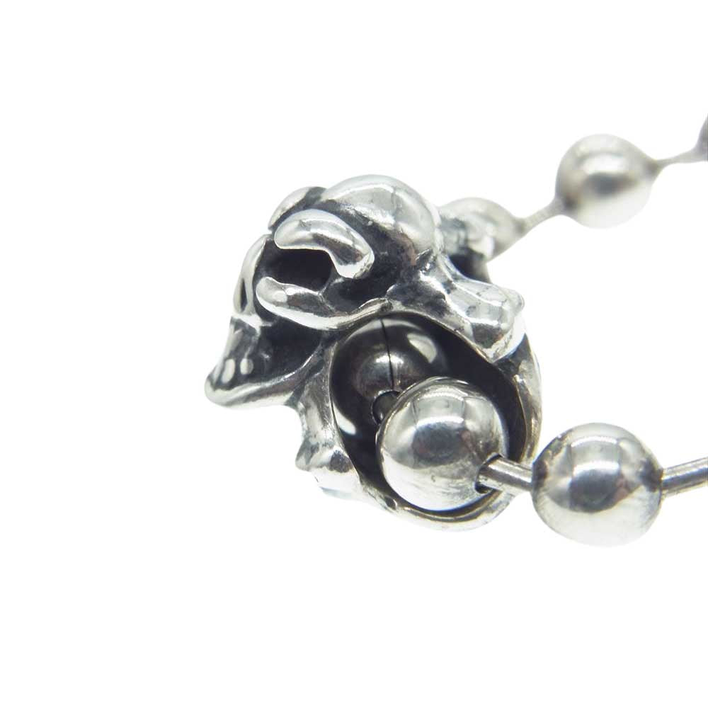 BILL WALL LEATHER ビルウォールレザー N876 BALL CHAIN 4mm w/SKULL＆CB スカルストッパー ボールチェーン ネックレス シルバー系【中古】