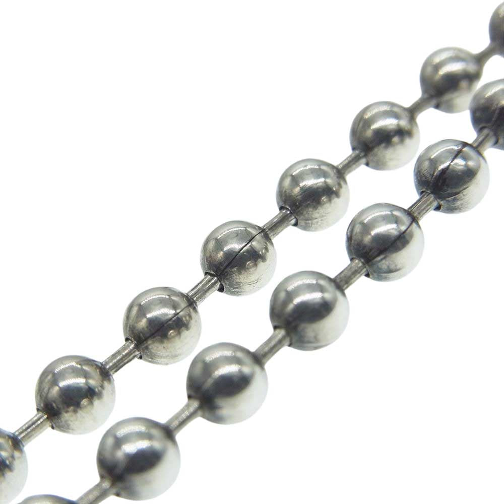 BILL WALL LEATHER ビルウォールレザー N876 BALL CHAIN 4mm w/SKULL＆CB スカルストッパー ボールチェーン ネックレス シルバー系【中古】