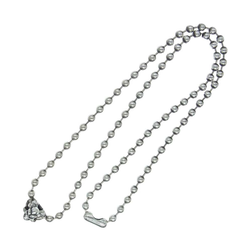BILL WALL LEATHER ビルウォールレザー N876 BALL CHAIN 4mm w/SKULL＆CB スカルストッパー ボールチェーン ネックレス シルバー系【中古】