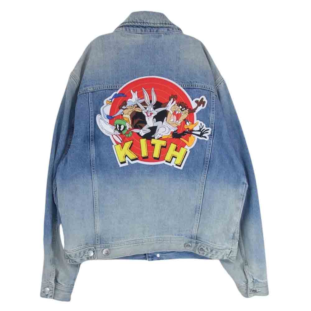 キス LOONEY TUNES DENIM JACKET ルーニーチューンズ ピンバッジ ユーズド加工 デニムジャケット インディゴブルー系 S【中古】