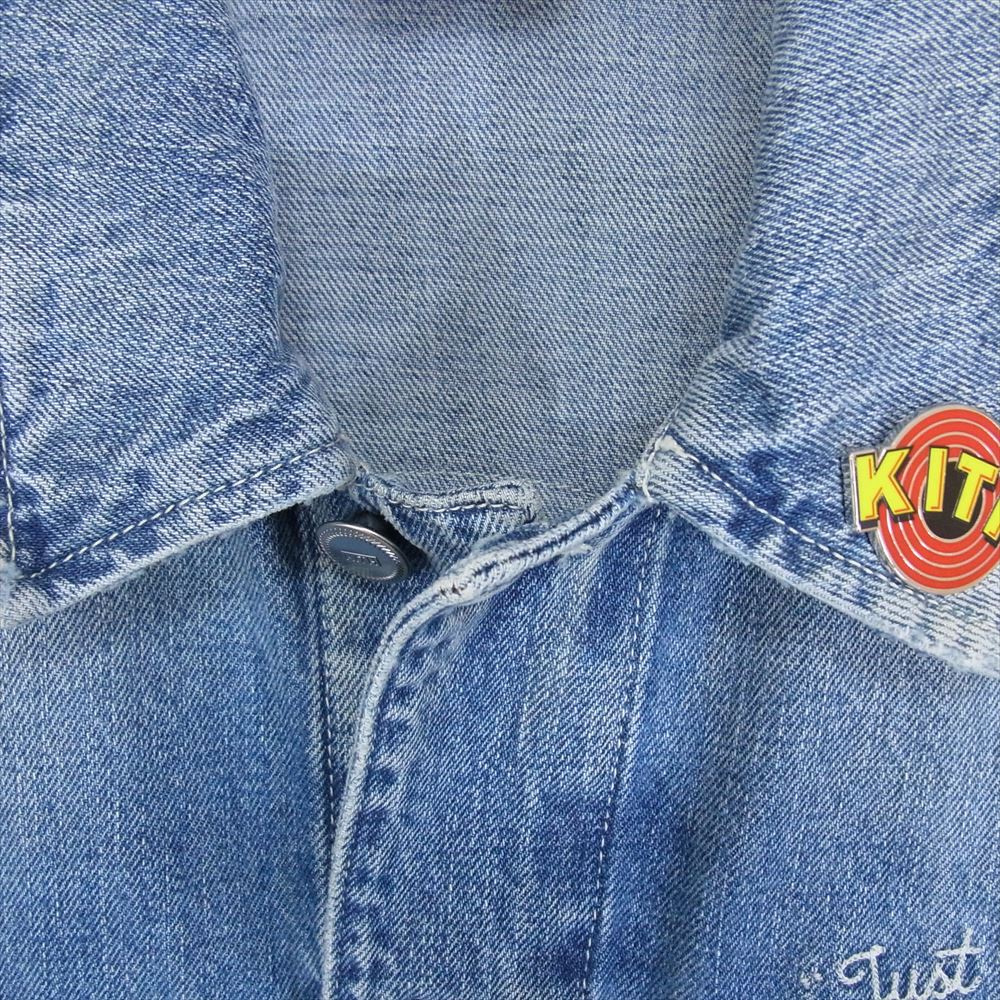 キス LOONEY TUNES DENIM JACKET ルーニーチューンズ ピンバッジ ユーズド加工 デニムジャケット インディゴブルー系 S【中古】