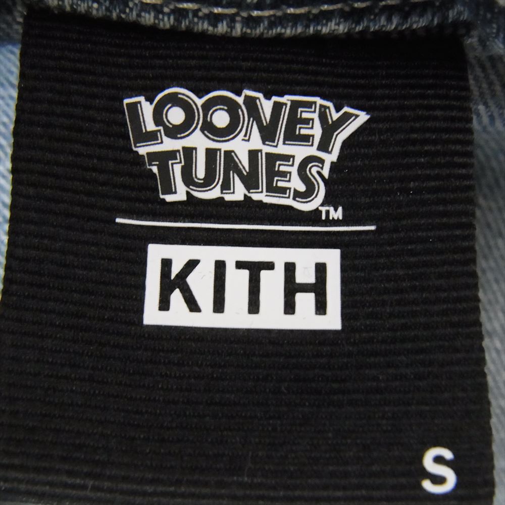 キス LOONEY TUNES DENIM JACKET ルーニーチューンズ ピンバッジ ユーズド加工 デニムジャケット インディゴブルー系 S【中古】