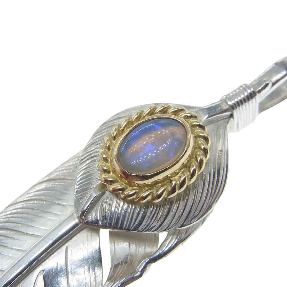 TARO WASHIMI ワシミタロウ 鷲見太郎 L feather 01 L heart feather 01 opal 6×8 K18 cup 金縄オパール ハート L フェザー ペンダントトップ シルバー系【中古】