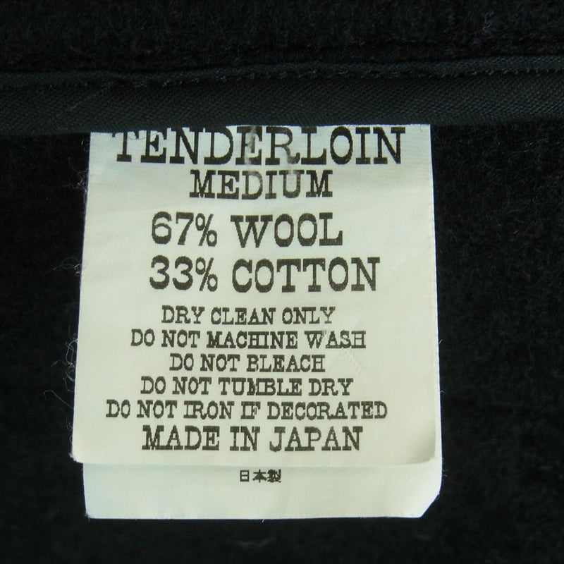 TENDERLOIN テンダーロイン T-BROWN BEACH ノーカラー ジャケット ウール コットン 日本製 ブラック系 ベージュ系 M【中古】