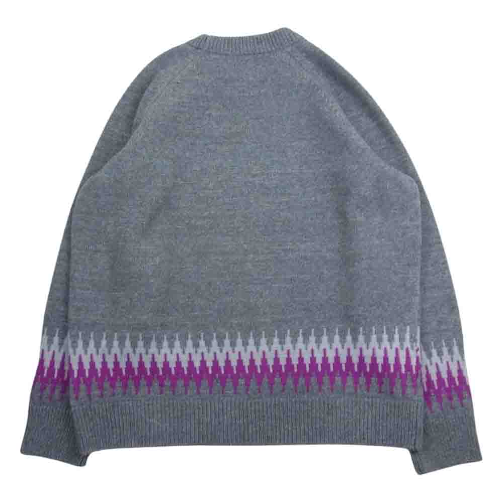 クオン 143KN022700 Wool Plant Dyed Cotton Zig-Zag Sweater ウールプラント ダイ ジグザグ ニット セーター プルオーバー グレー系 S【極上美品】【中古】