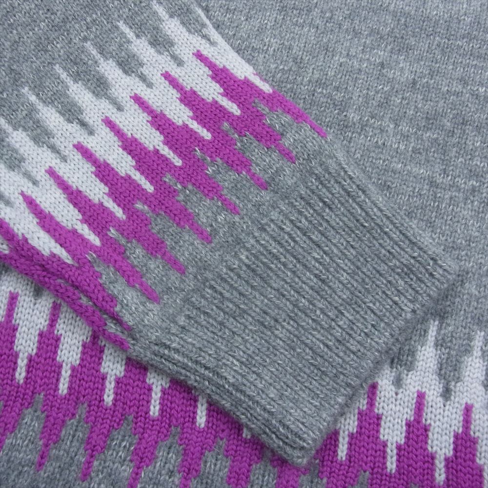 クオン 143KN022700 Wool Plant Dyed Cotton Zig-Zag Sweater ウールプラント ダイ ジグザグ ニット セーター プルオーバー グレー系 S【極上美品】【中古】