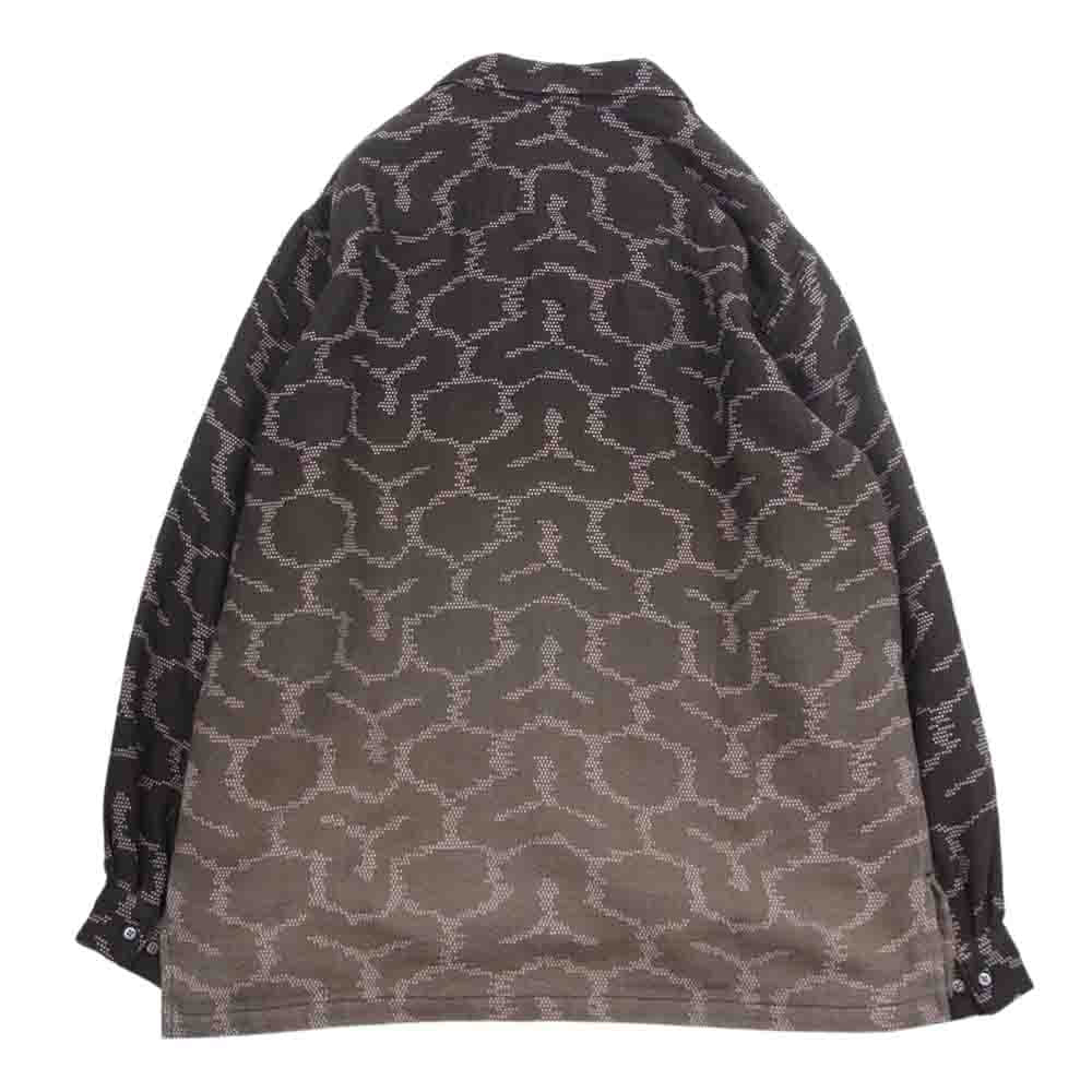 クオン 141SH061100 Open Collar Shirt -BISHAMON KIKKO 毘沙門亀甲 オープンカラー シャツ ブラウン系 M【極上美品】【中古】