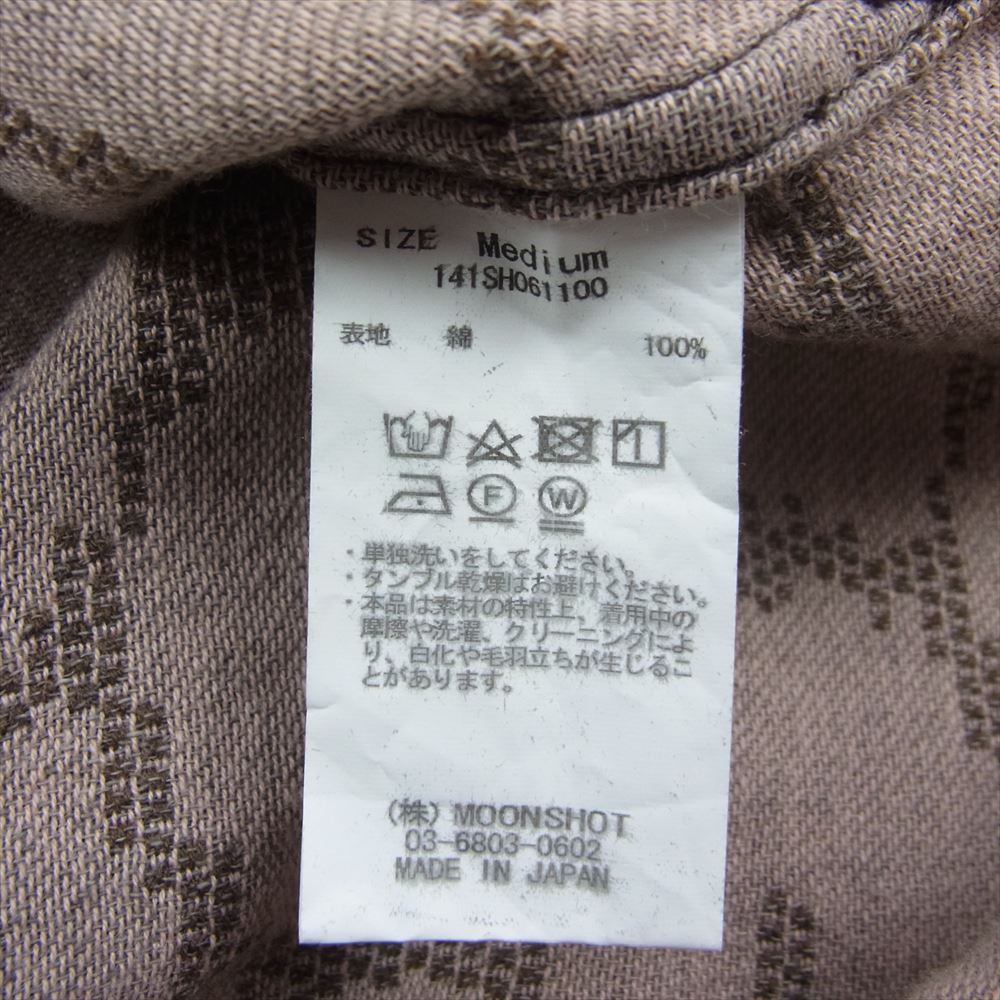 クオン 141SH061100 Open Collar Shirt -BISHAMON KIKKO 毘沙門亀甲 オープンカラー シャツ ブラウン系 M【極上美品】【中古】