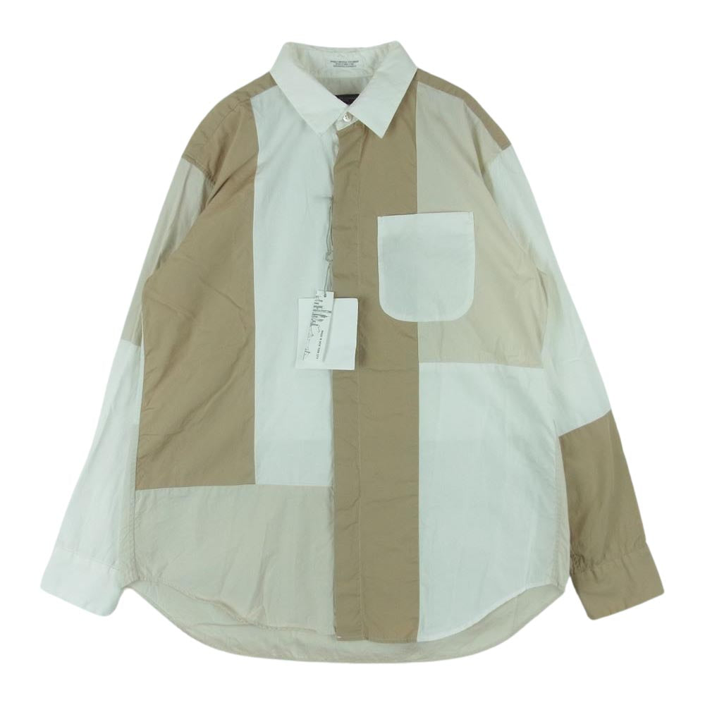 Engineered Garments エンジニアードガーメンツ Combo Short Collar Shirt パッチワーク コットン 長袖 シャツ ホワイト系 ベージュ系 XS【中古】