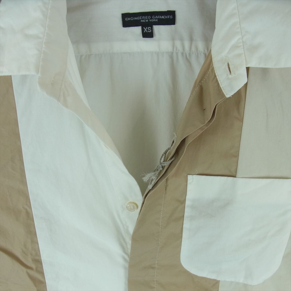 Engineered Garments エンジニアードガーメンツ Combo Short Collar Shirt パッチワーク コットン 長袖 シャツ ホワイト系 ベージュ系 XS【中古】