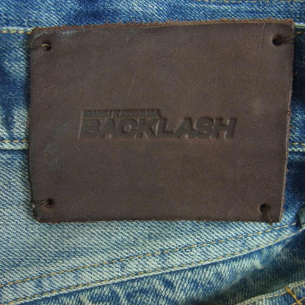 ISAMUKATAYAMA BACKLASH イサムカタヤマバックラッシュ 1519-01 タイト ストレート ユーズド加工 バックポケット ペイント 赤耳 セルビッチ デニム パンツ INDIGO インディゴブルー系 L【中古】