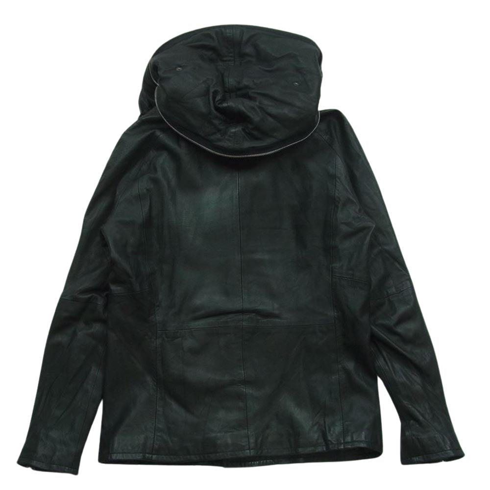 バジュラ 113UL01 シープスキン 羊革 レザー パーカー ハイネック  レザージャケット パキスタン製 ブラック系 2【中古】