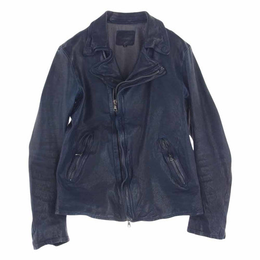 ISAMUKATAYAMA BACKLASH イサムカタヤマバックラッシュ 1367-01 ジャパンホース 製品染め ダブルライダース レザージャケット BLUE ブルー系 3(L)【中古】