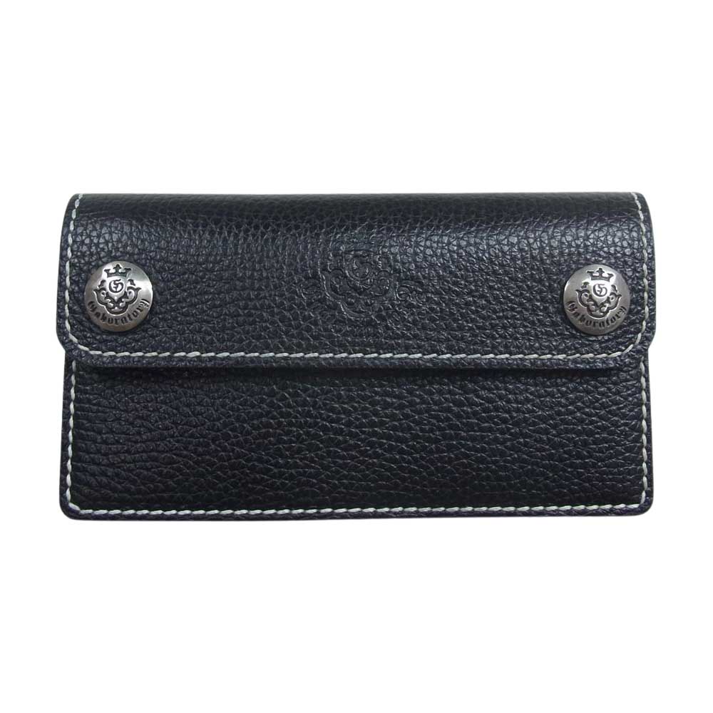 GABOR ガボール 購入時証明書付属 BUFFALO LONG WALLET EARLY MODEL LW-108シボソフトレザー アーリーモデル レプロ ウォレット w/アトリエマークスタンプ ブラック系【中古】