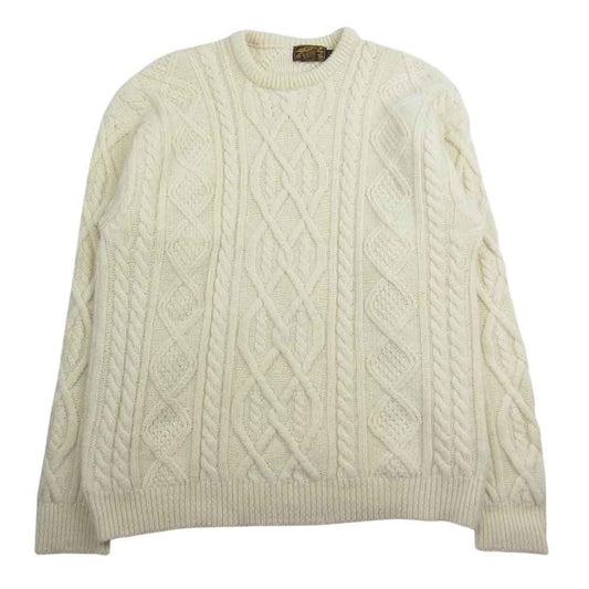Eddie Bauer エディー・バウアー アメリカ製 黒タグ フィッシャーマン ニット セーター ホワイト系 XL【中古】
