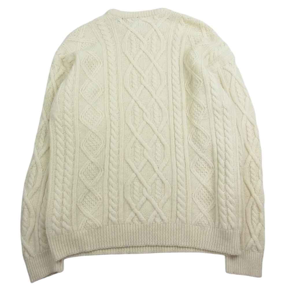 Eddie Bauer エディー・バウアー アメリカ製 黒タグ フィッシャーマン ニット セーター ホワイト系 XL【中古】
