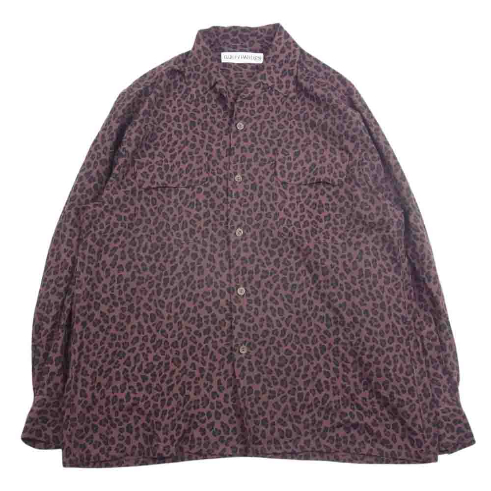 WACKO MARIA ワコマリア HAWAIIAN SHIRT L/S レオパード柄 ハワイアン アロハ 長袖 シャツ ブラウン系 S【中古】