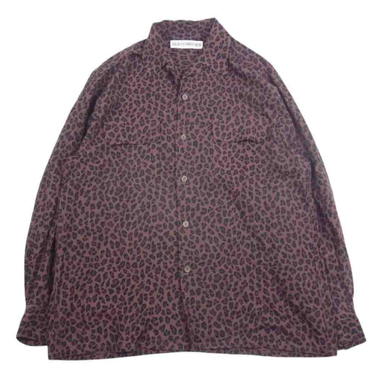 WACKO MARIA ワコマリア HAWAIIAN SHIRT L/S レオパード柄 ハワイアン アロハ 長袖 シャツ ブラウン系 S【中古】