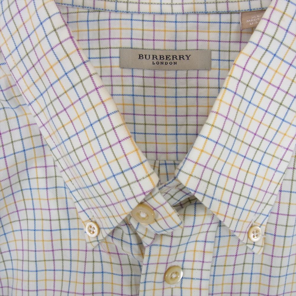 BURBERRY LONDON バーバリー ロンドン USA製 コットン チェック ボタンダウン シャツ 長袖 マルチカラー系 XL【中古】