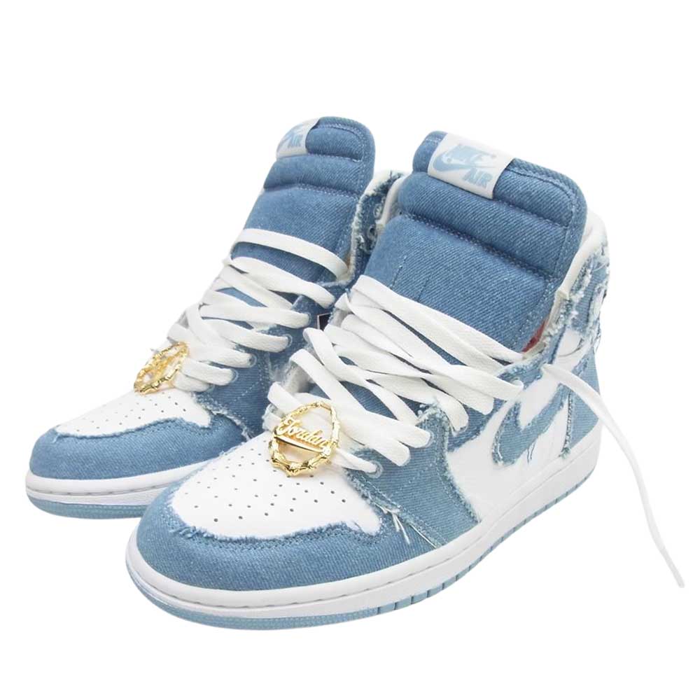 NIKE ナイキ DM9036-104 1 WMNS HIGH OG DENIM ウィメンズ デニム ハイカット スニーカー インディゴブルー系 25.5cm【新古品】【未使用】【中古】