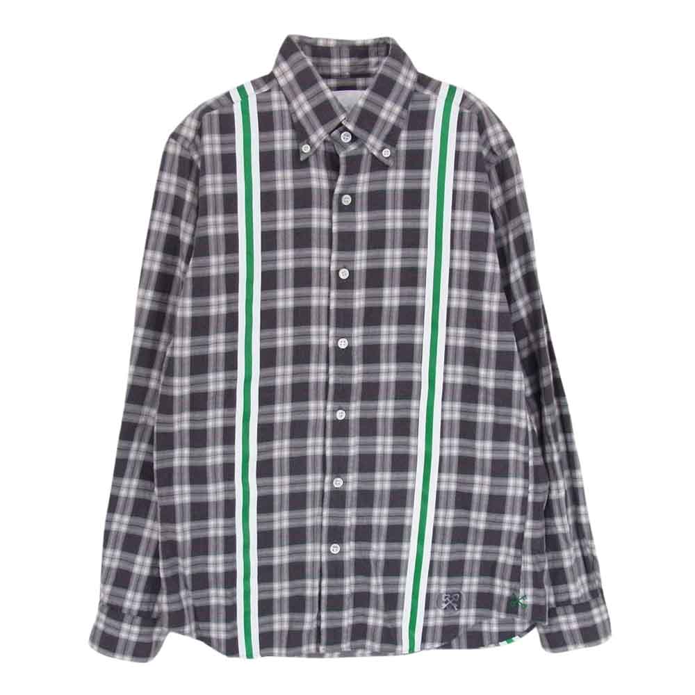 uniform experiment ユニフォームエクスペリメント UE-89023 サスペンダープリント チェック 長袖  ネルシャツ グレー系 1【中古】