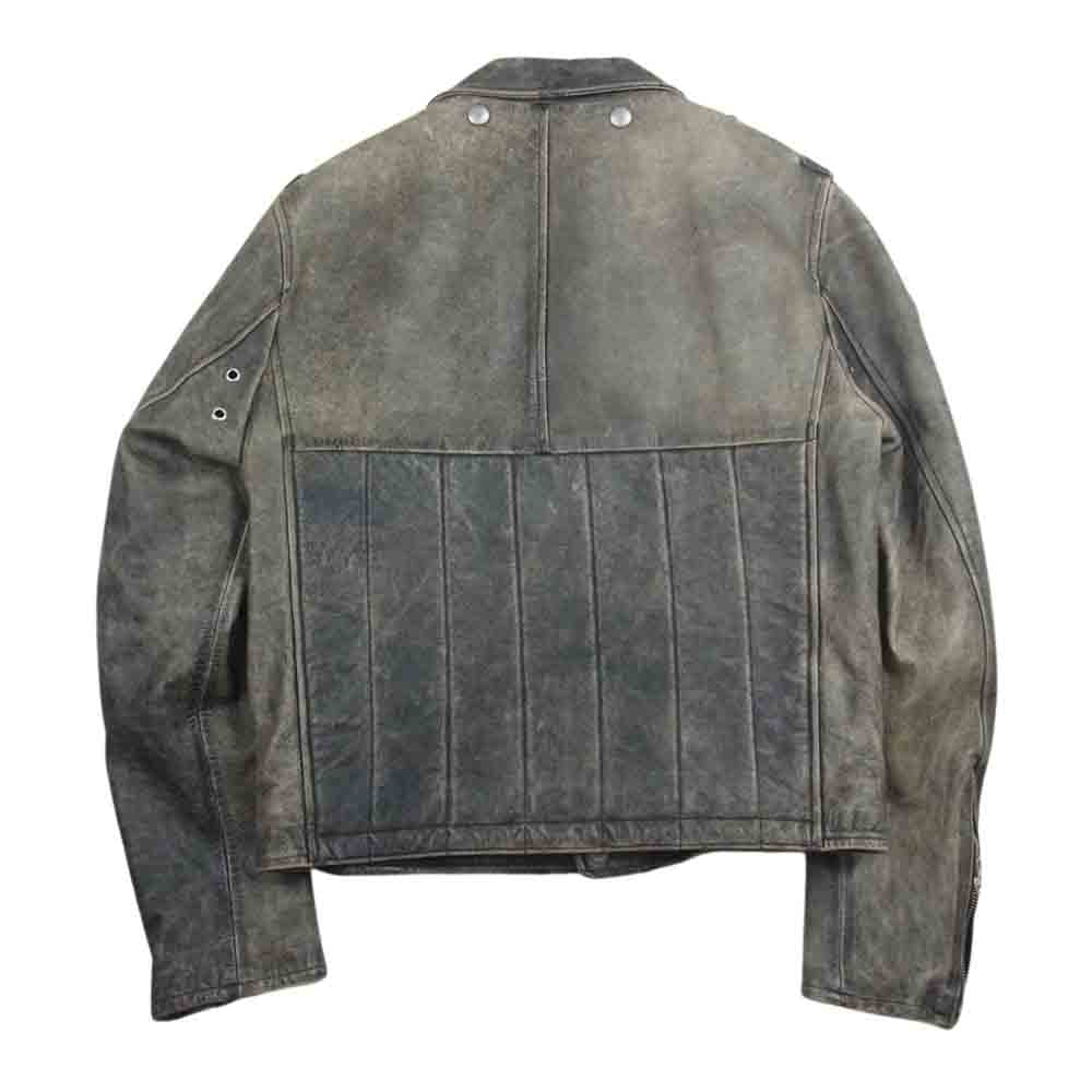 GOLDEN GOOSE ゴールデングース 16AW G29MP537 レザー ダブル ライダース ジャケット ヴィンテージ加工 裏地チェック ブラック系 XS【中古】