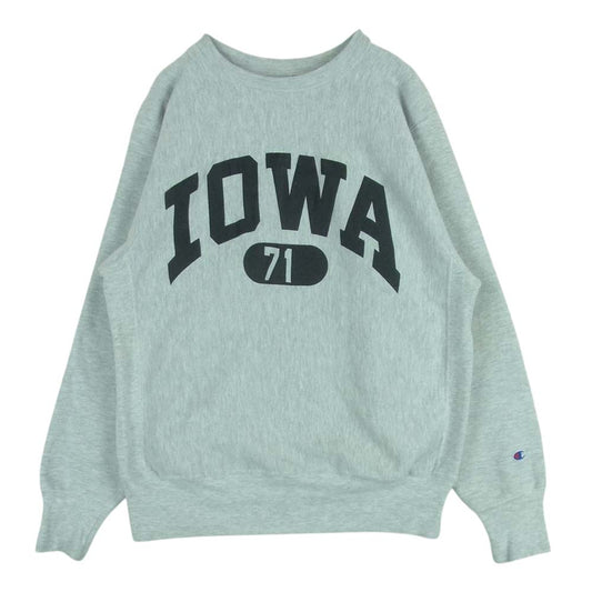 Champion チャンピオン vintage ヴィンテージ 90s 刺繍タグ Reverse Weave リバースウィーブ スウェット IOWA アイオワ プリント トレーナー グレー系 XL【中古】