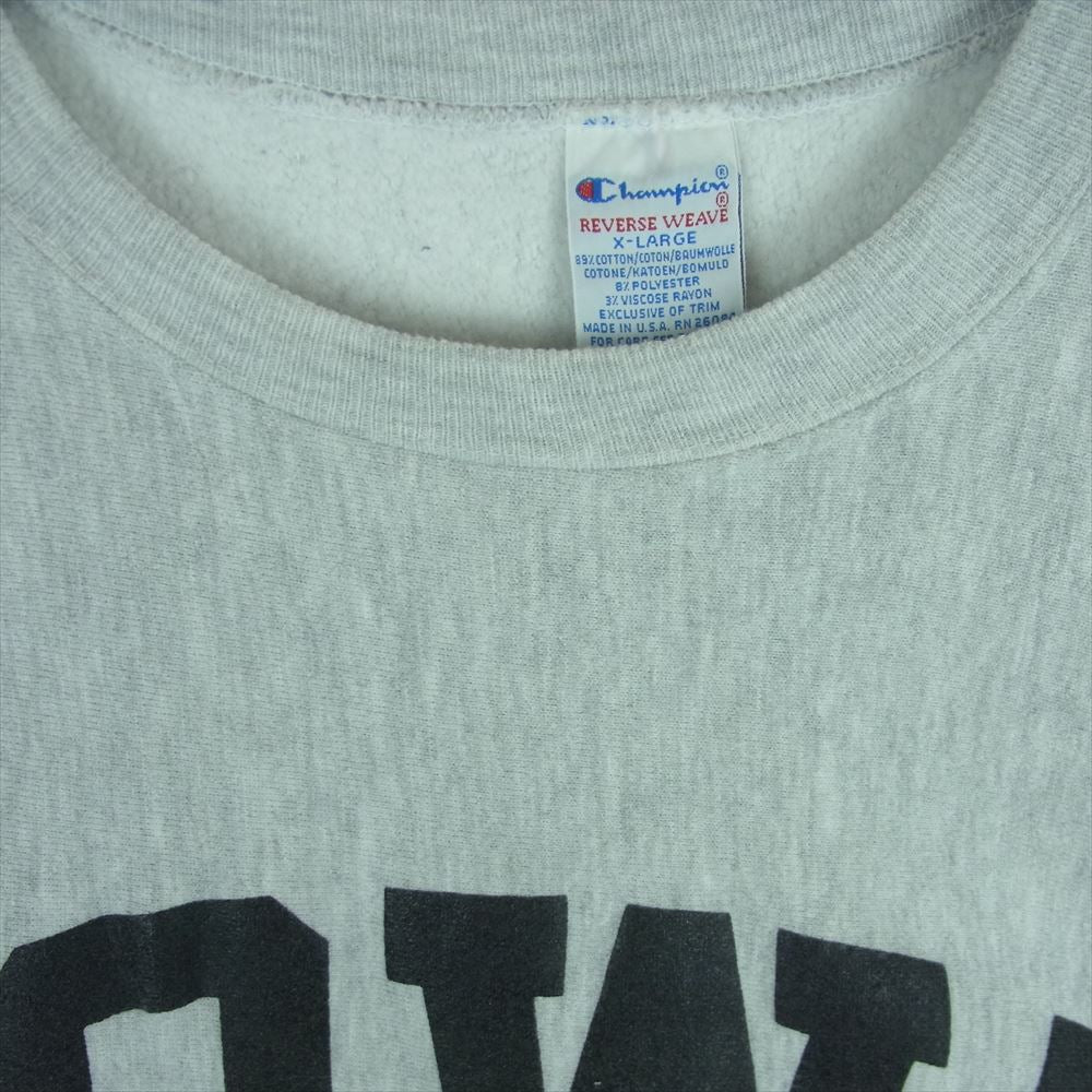 Champion チャンピオン vintage ヴィンテージ 90s 刺繍タグ Reverse Weave リバースウィーブ スウェット IOWA アイオワ プリント トレーナー グレー系 XL【中古】