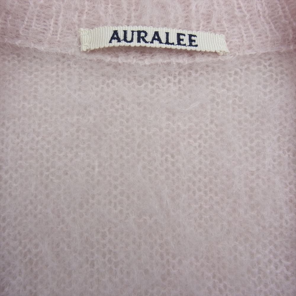 AURALEE オーラリー A22AC03KM BRUSHED SUPER KID MOHAIR KNIT LONG CARDIGAN モヘヤ モヘア ニット 長袖 ロング カーディガン  ピンク系【中古】