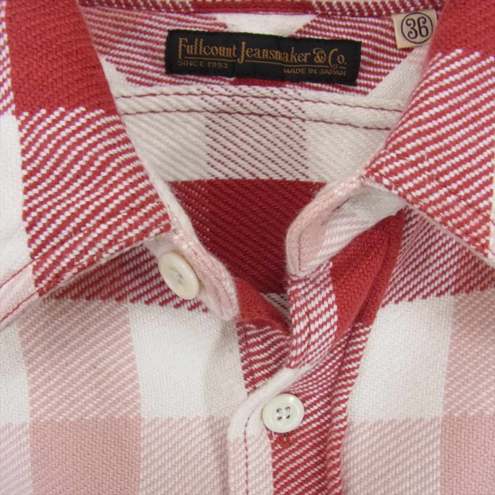 FULLCOUNT フルカウント オリジナル チェック フランネル 長袖 シャツ レッド系 36【中古】
