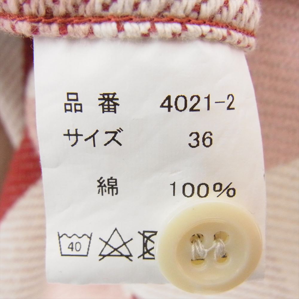 FULLCOUNT フルカウント オリジナル チェック フランネル 長袖 シャツ レッド系 36【中古】