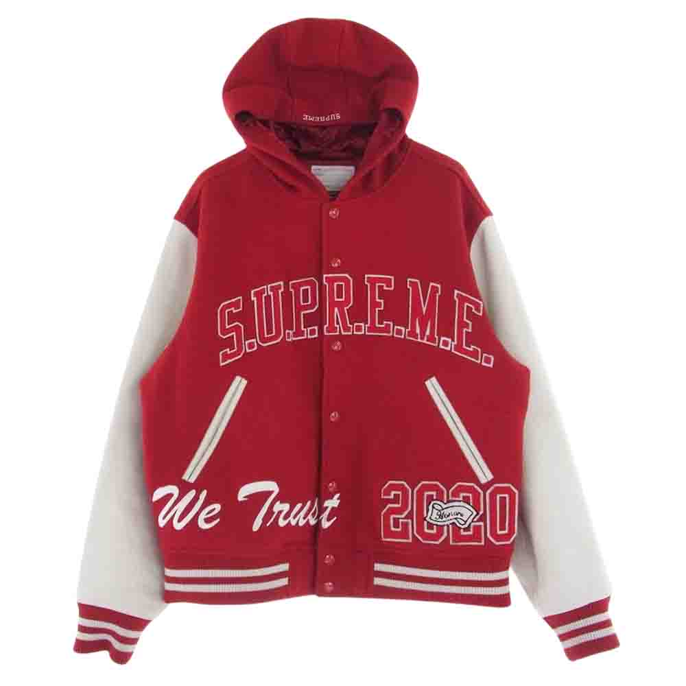 Supreme シュプリーム 20AW King Hooded Varsity Jacket キング フード バーシティ ジャケット スタジャン レッド系 M【中古】