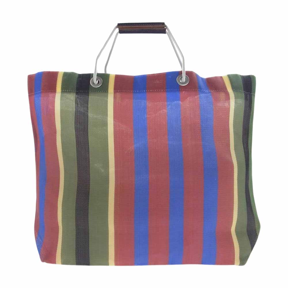 MARNI マルニ SHMHR08A01 ロゴレザー DEEP LAKE フラワー カフェ ストライプ トートバッグ マルチカラー系 UNI【新古品】【未使用】【中古】