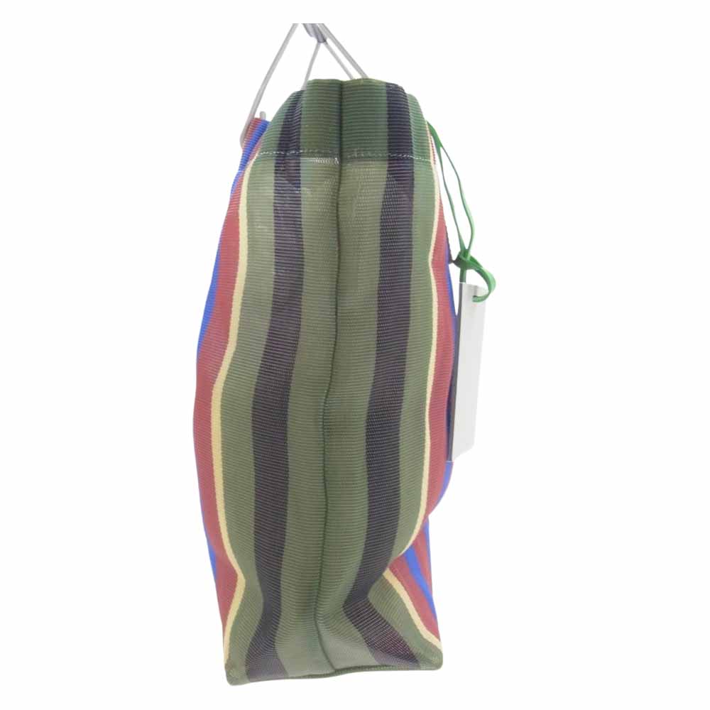 MARNI マルニ SHMHR08A01 ロゴレザー DEEP LAKE フラワー カフェ ストライプ トートバッグ マルチカラー系 UNI【新古品】【未使用】【中古】