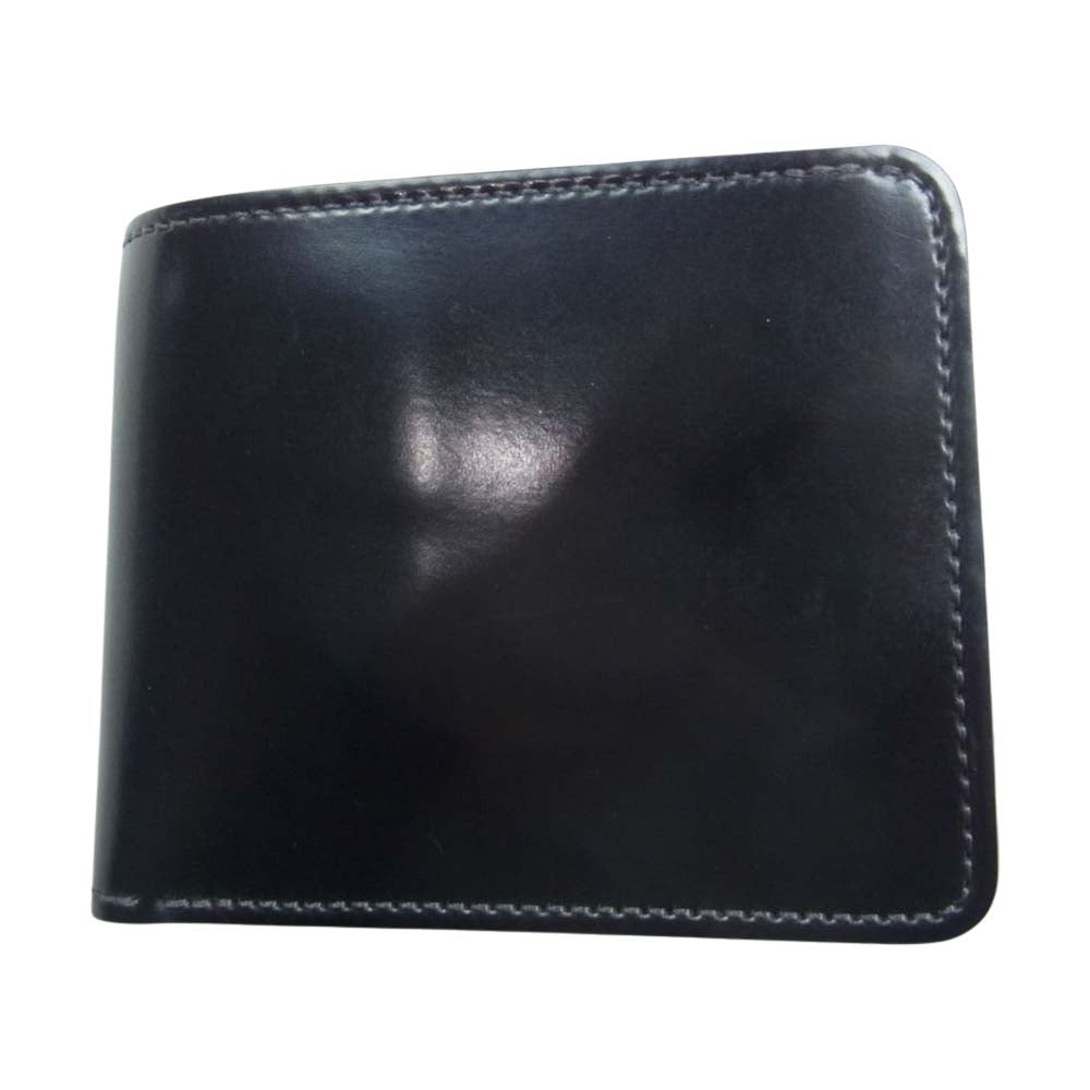 WILDSWANS ワイルドスワンズ タイガースブラザーズ別注  SP-GROUNDER シェルコードバン BLACK 内装サドルプルアップ シルバーステッチ コンパクトウォレット 二つ折り財布 ブラック系【美品】【中古】