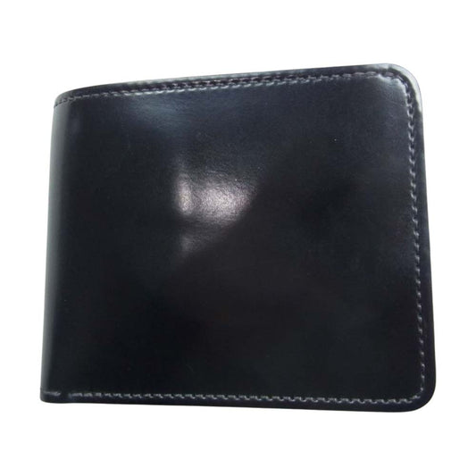 WILDSWANS ワイルドスワンズ タイガースブラザーズ別注  SP-GROUNDER シェルコードバン BLACK 内装サドルプルアップ シルバーステッチ コンパクトウォレット 二つ折り財布 ブラック系【美品】【中古】