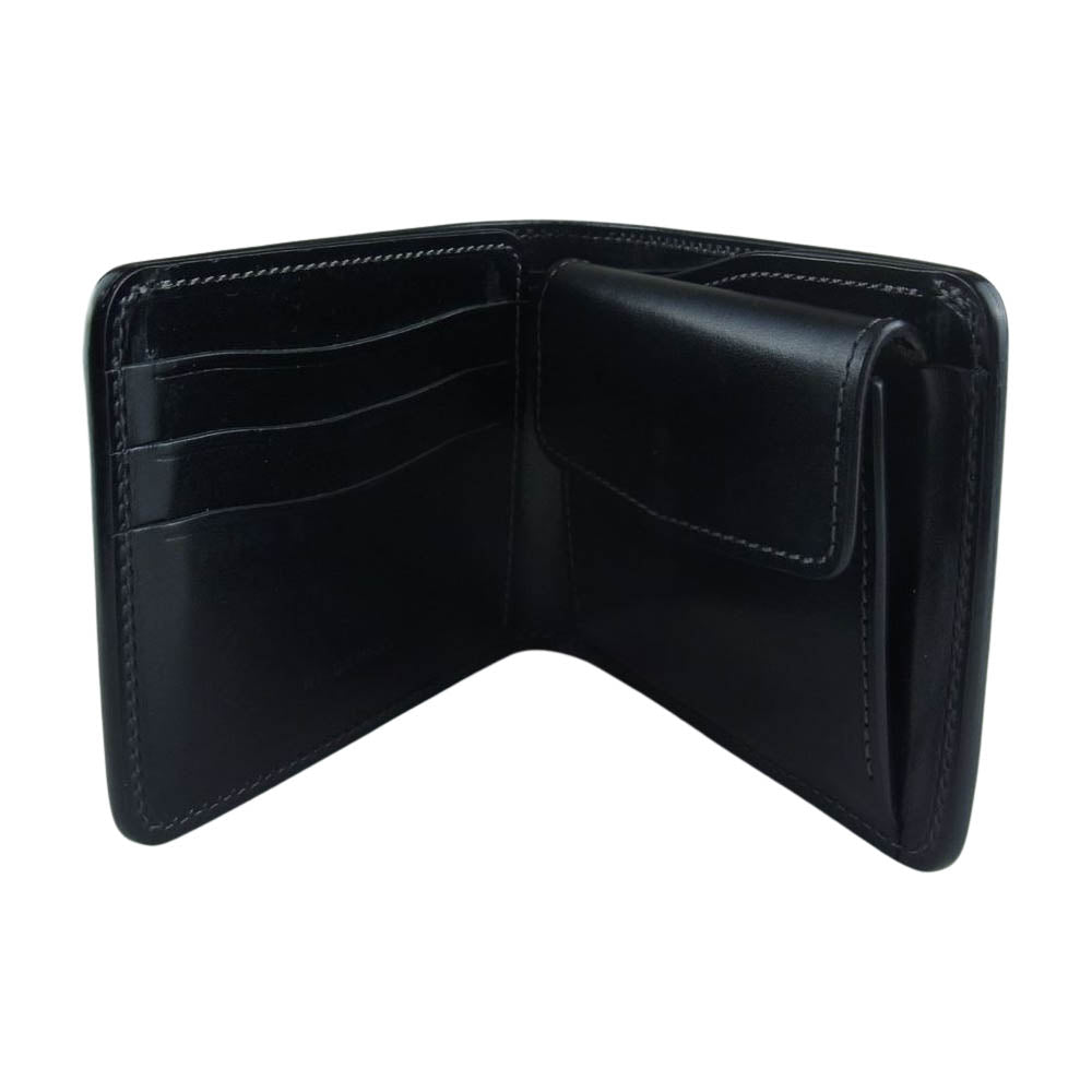 WILDSWANS ワイルドスワンズ タイガースブラザーズ別注  SP-GROUNDER シェルコードバン BLACK 内装サドルプルアップ シルバーステッチ コンパクトウォレット 二つ折り財布 ブラック系【美品】【中古】