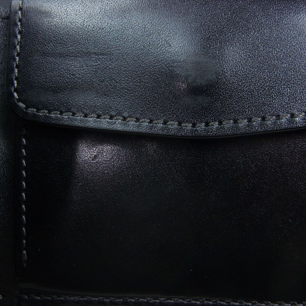 WILDSWANS ワイルドスワンズ タイガースブラザーズ別注  SP-GROUNDER シェルコードバン BLACK 内装サドルプルアップ シルバーステッチ コンパクトウォレット 二つ折り財布 ブラック系【美品】【中古】