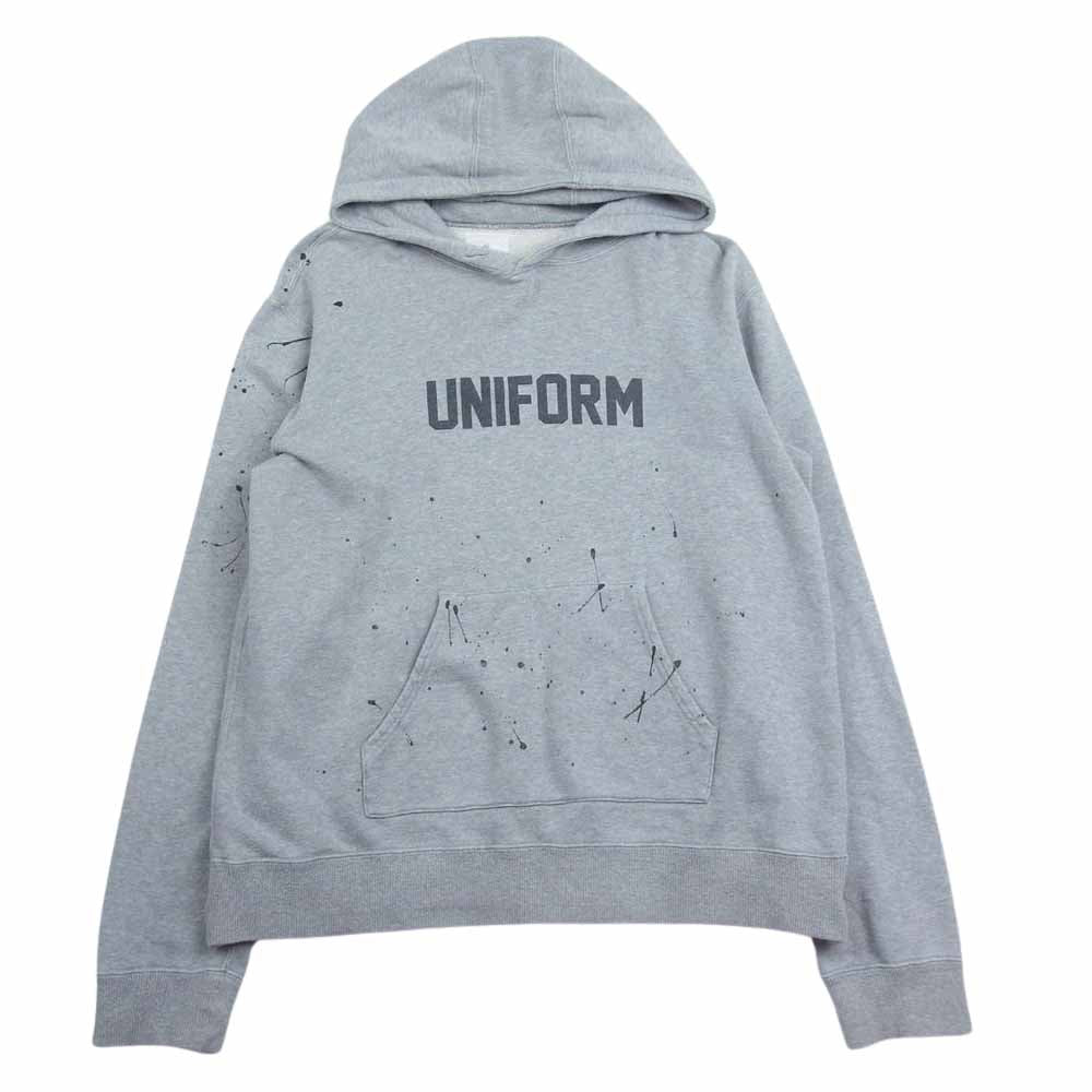 uniform experiment ユニフォームエクスペリメント UE-156020 ペイント デザイン ロゴ プリント プルオーバー パーカー グレー系 3【中古】