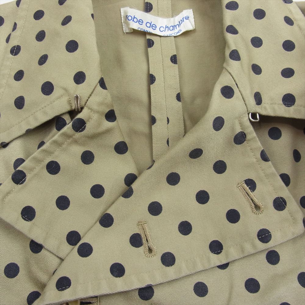 COMME des GARCONS コムデギャルソン AD2003 RU-J003 robe de chambre ローブドシャンブル ドット総柄 トレンチ ジャケット ベージュ系 M【中古】