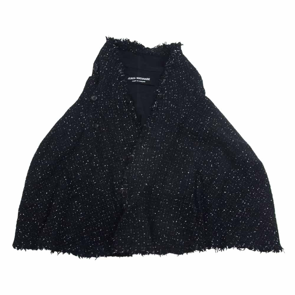 JUNYA WATANABE COMME des GARCONS ジュンヤワタナベコムデギャルソン AD2012 JJ-J022 ツイード 変形 ポンチョ カーディガン ケープ ブラック系【中古】